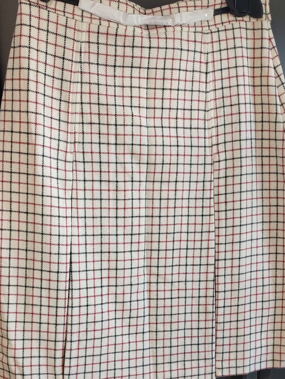 Brooks Brothers Cream A-Line Skirt with Red and Black Windowpane